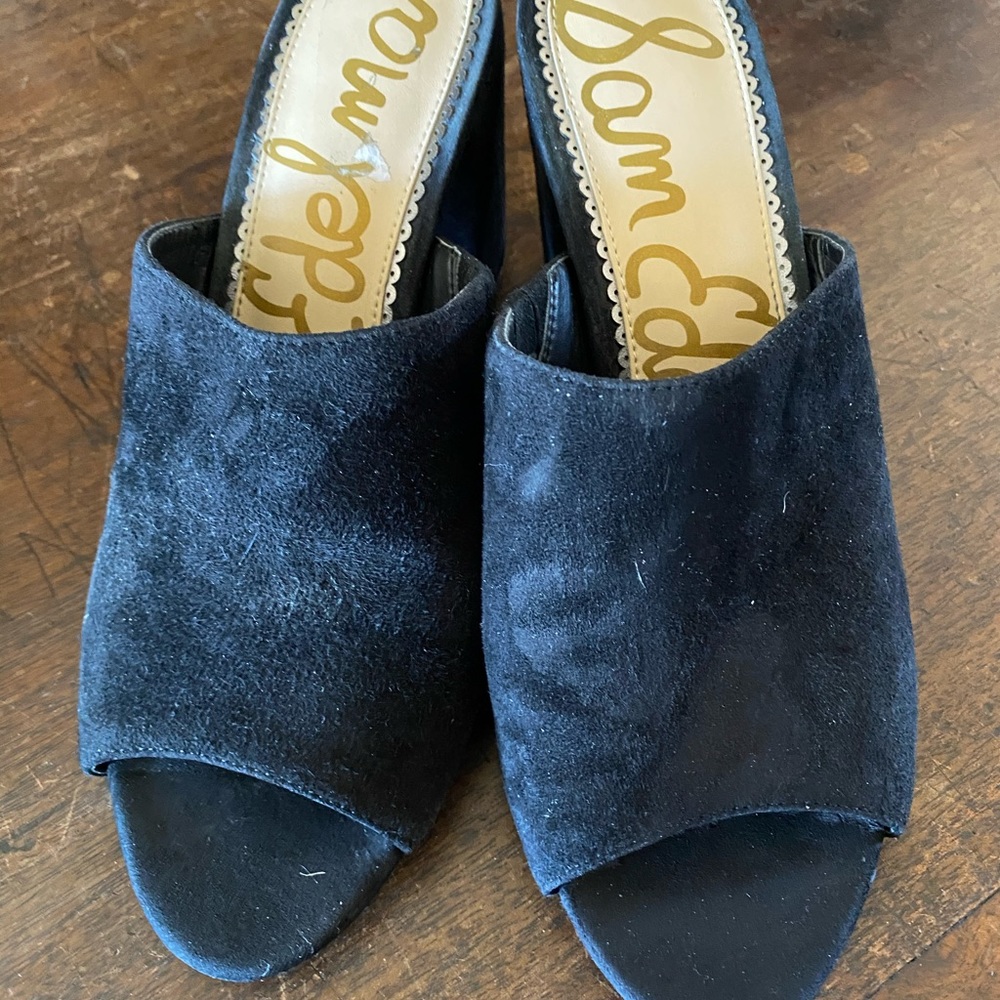 Sam Edelman Black Suede open Toe Slides 8